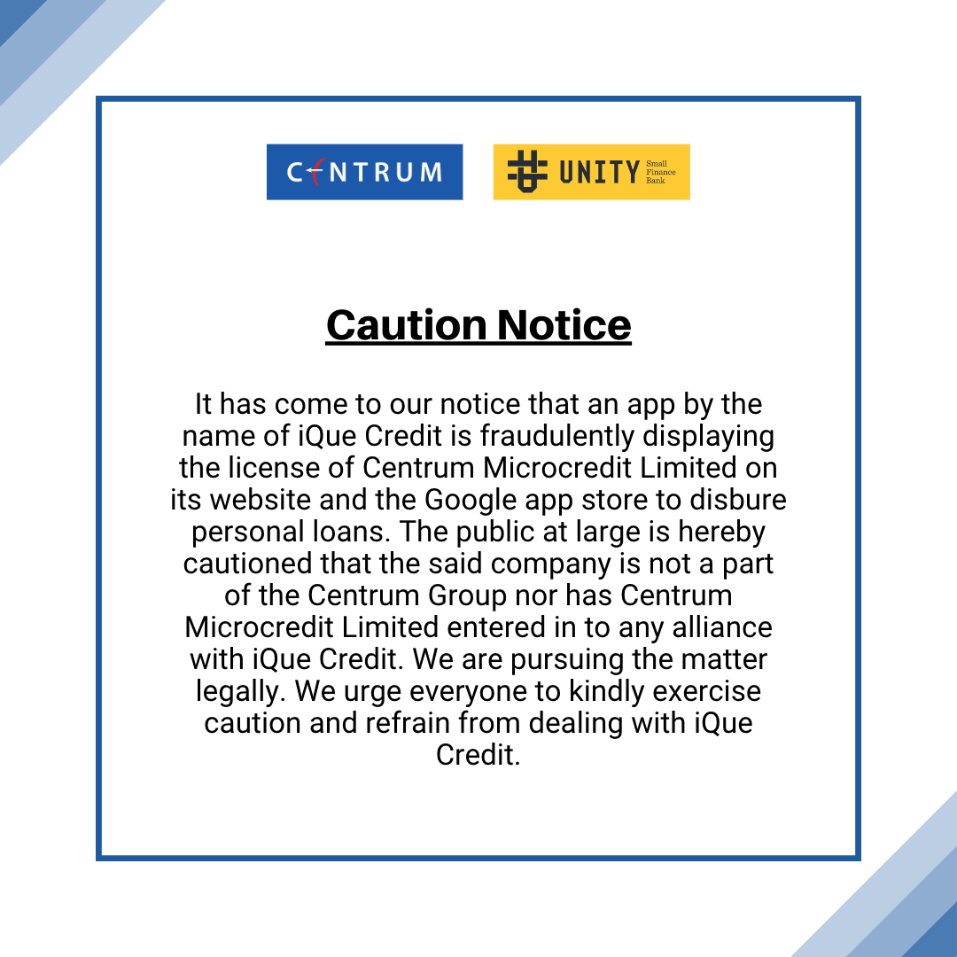 Caution Notice - IQue Credit